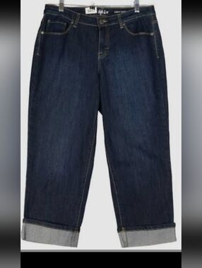 Style & Co Dark Blue Curvy Capri Jeans With Cuff